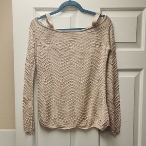 White House Black Market Beige Off-Shoulder Sweater